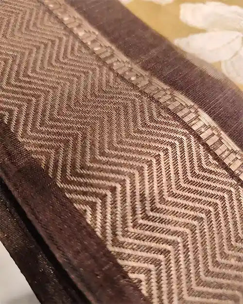 Golden Chanderi Cotton Saree with Floral Print