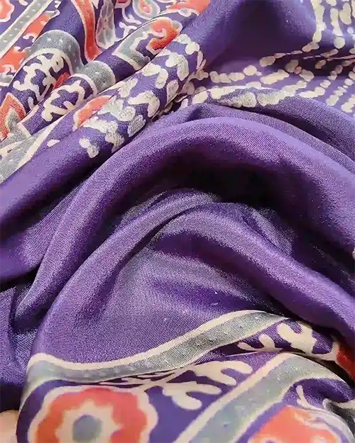Purple Modal Print Silk Saree Ikkat print blouse