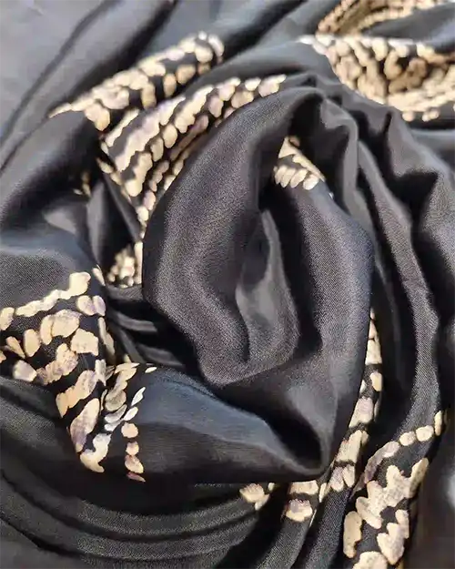 Black Modal Print Silk Saree Ikkat print blouse
