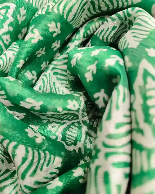 Green Printed Chanderi Cotton Saree